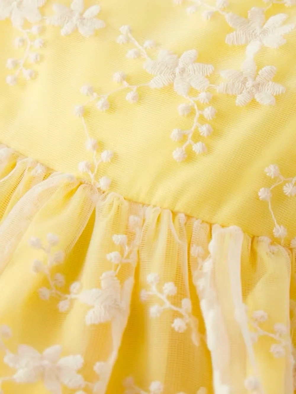 Gymboree Sleeveless Yellow Dress with Floral Lace Overlay and Scalloped Hem